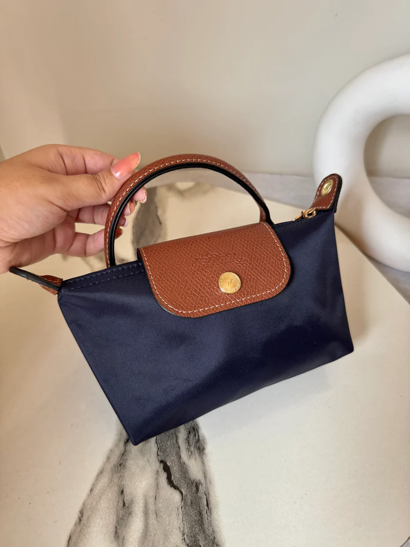 Longchamp Crossbody Bag with Strap - Small Blue (WITH LOGO)