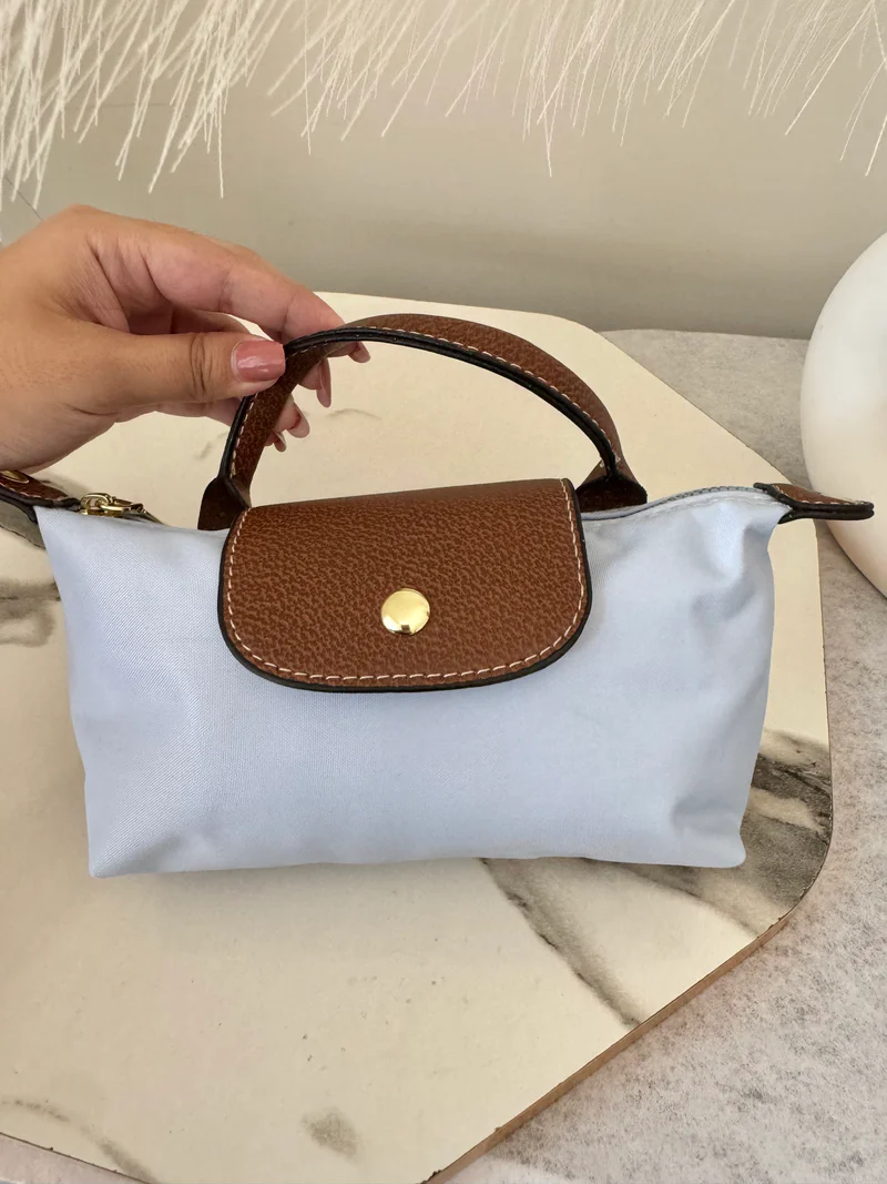 Longchamp Crossbody Bag with Strap - Small Baby Blue (WITH LOGO)