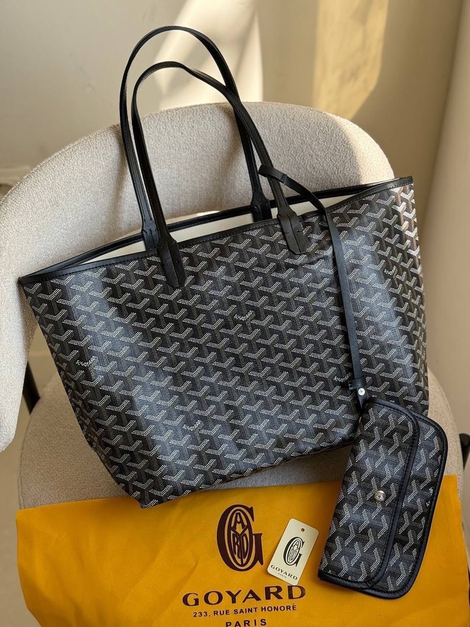 Goyard Tote Bag - Black-Medium (With Pouch)