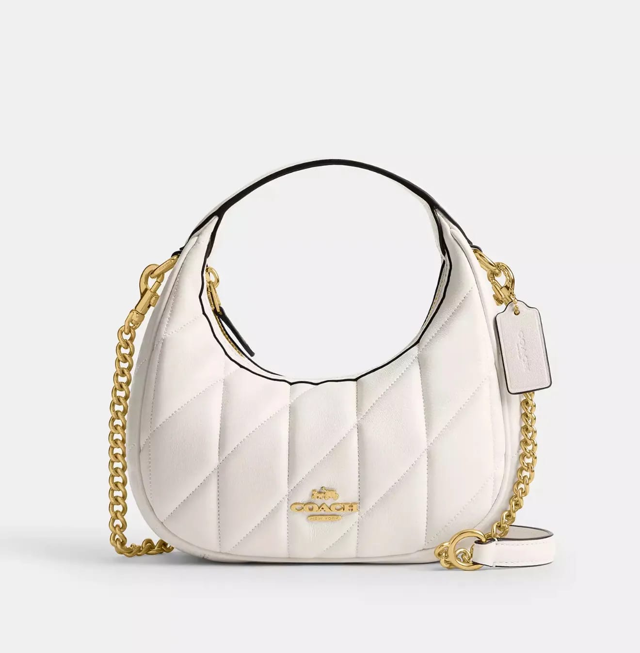 Coach Crossbody Bag with Flap Chain – White – Premium Quality (With Box)