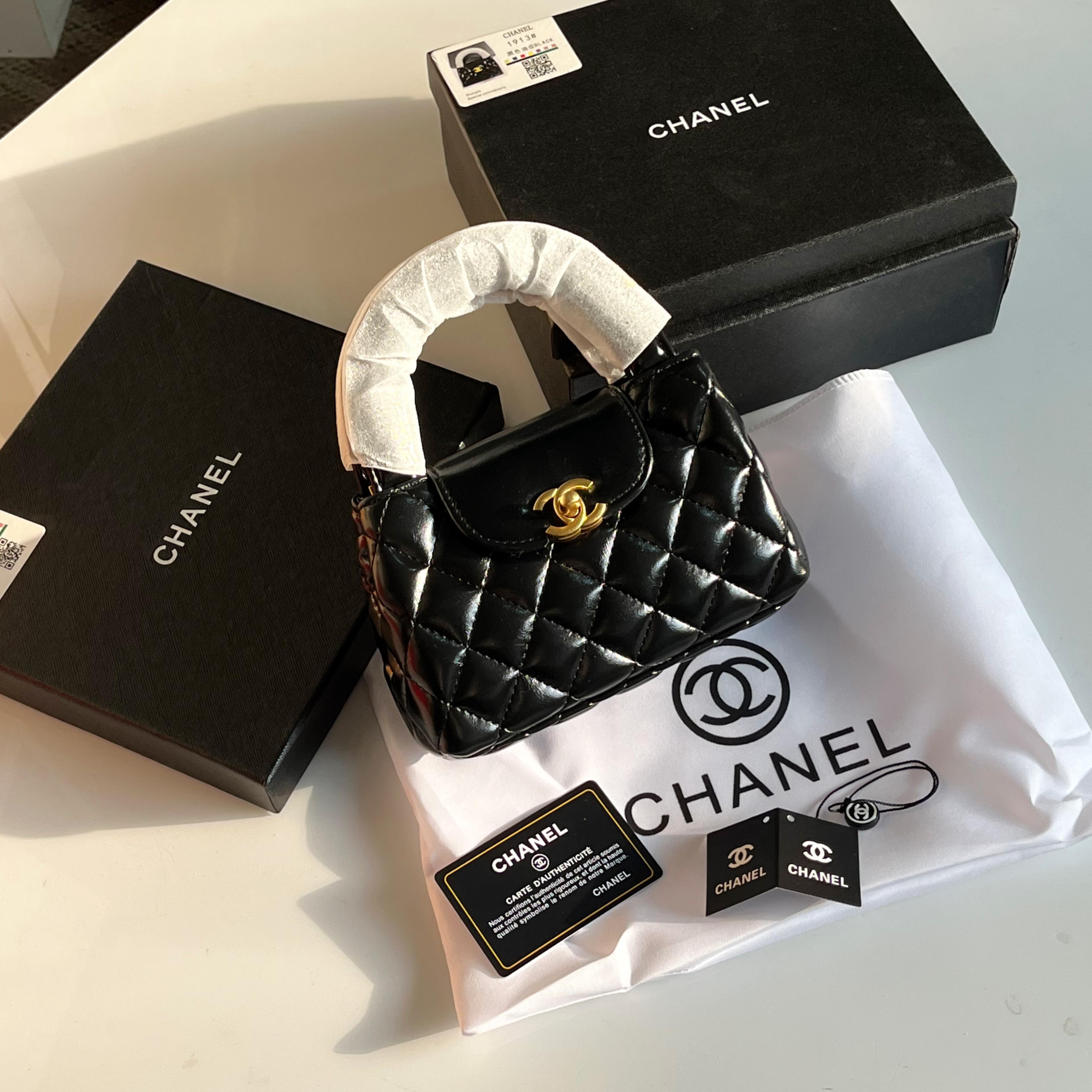 CHANEL Black Small Kelly Crossbody Bag with Long Chain – Full Set