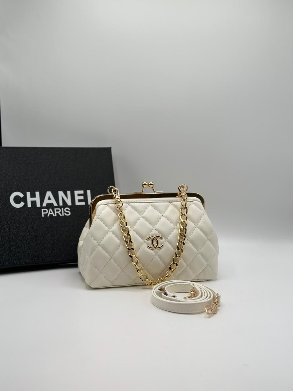CHANEL White Crossbody Bag with Chain Strap – Includes Brand Box & Dustbag