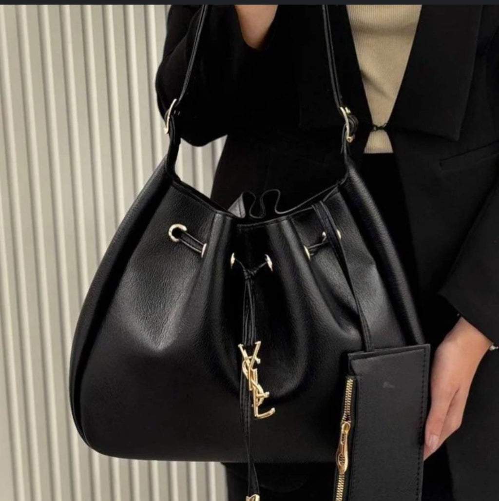 YSL Saint Laurent Bucket Bag – Black –with Pouch