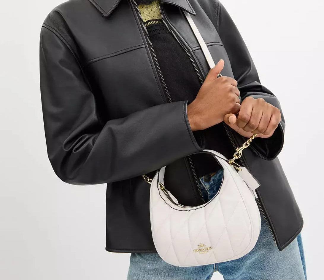 Coach Crossbody Bag with Flap Chain – White – Premium Quality (With Box)